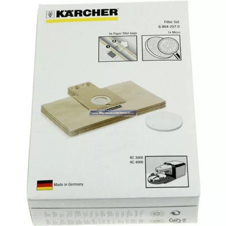 Porzsák 5db+1db szűrő/csomag 6.904-257 Karcher papír