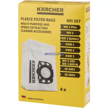 Karcher porzsák KFI357 2.863-314 4db/csomag mikroszálas