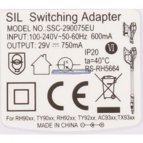 Akkutöltő 29V, DC, 0,75A, 21W RS-RH5664 Rowenta
