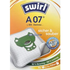   Porzsák SWIRL A07 4db/csomag + 1db mikroszűrő AEG GR28, Antiallergén, mikroszálas.