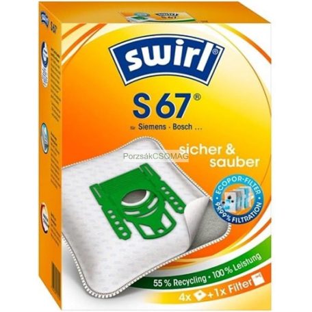  Antiallergén mikroszálas porzsák SWIRL S67 4db/csomag + 1db mikroszűrő