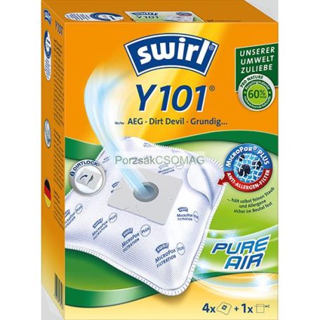Porzsák SWIRL Y101 4db/csomag + 1db mikroszűrő, Antiallergén, mikroszálas Y18